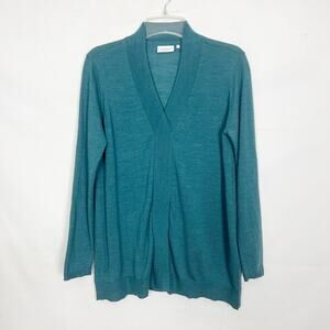 FOIL 100% Merino Teal Blue Pullover Sweater Size Small